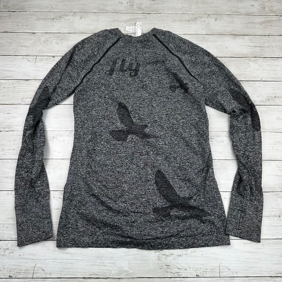 Oiselle Women's Flyte Fly Long Sleeve Workout Shirt Birds Thumb Holes Size Large - Picture 8 of 11